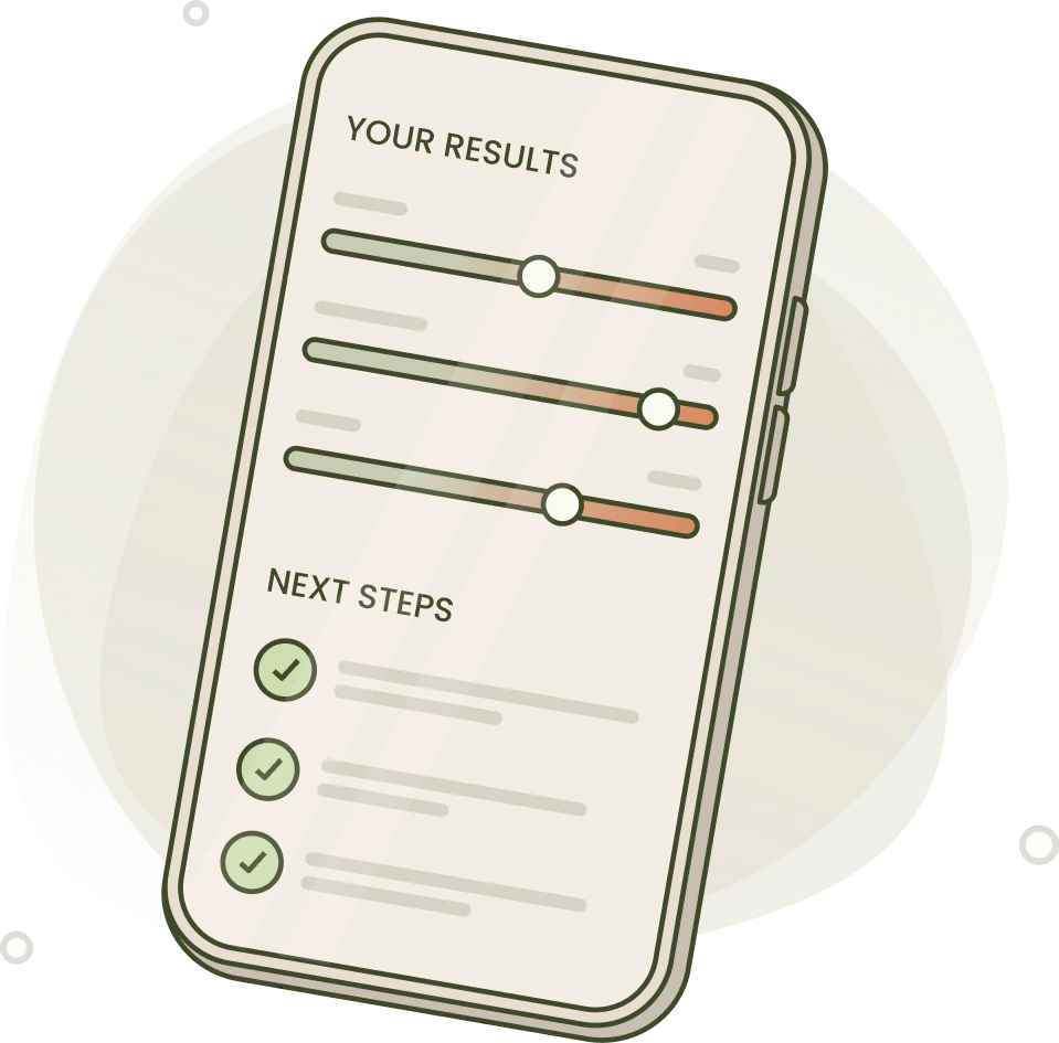 Phone showing the home test results report and next steps