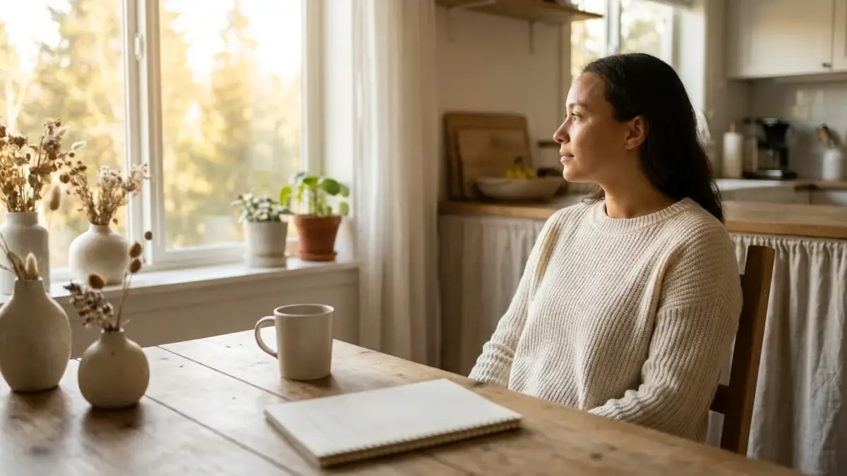 Warm, sunlit home scene reflecting relief and a clear plan after years of unexplained fatigue