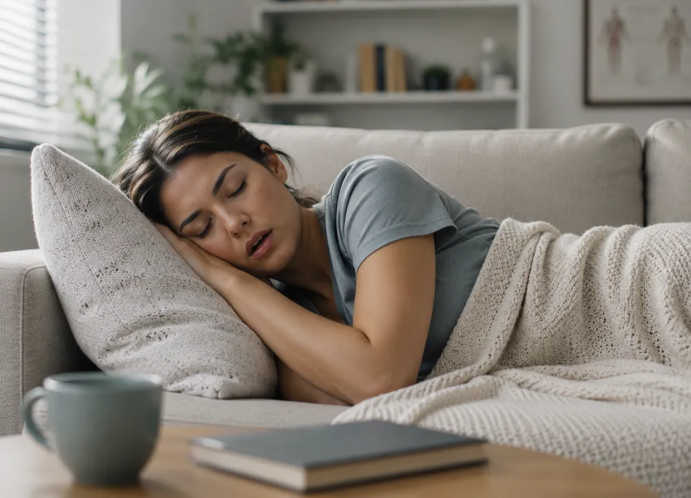 A person lying down with brain fog